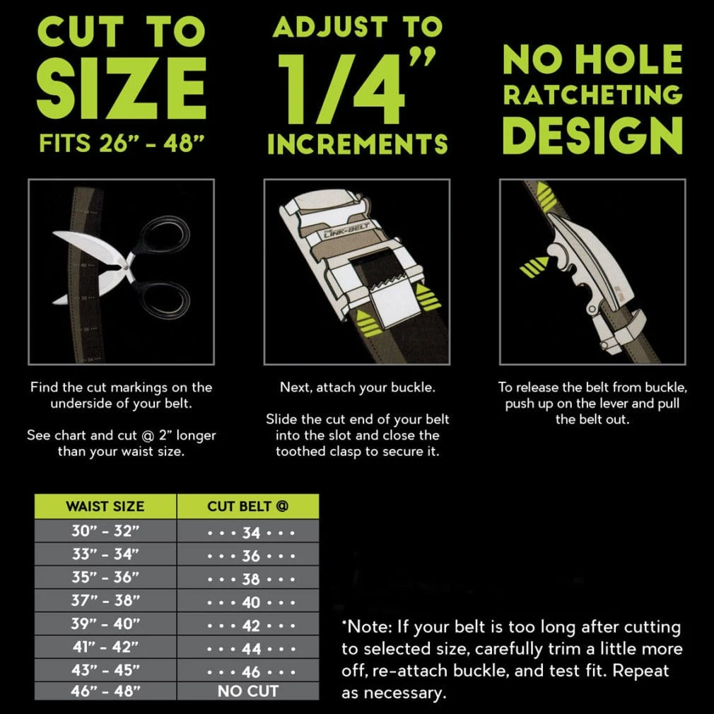 Tour Gear Custom Fit Ratchet Belt Black With Satin Black & Silver Buckle 6 Tour Gear Custom Fit Ratchet Belt Black With Satin Black & Silver Buckle - Image 4